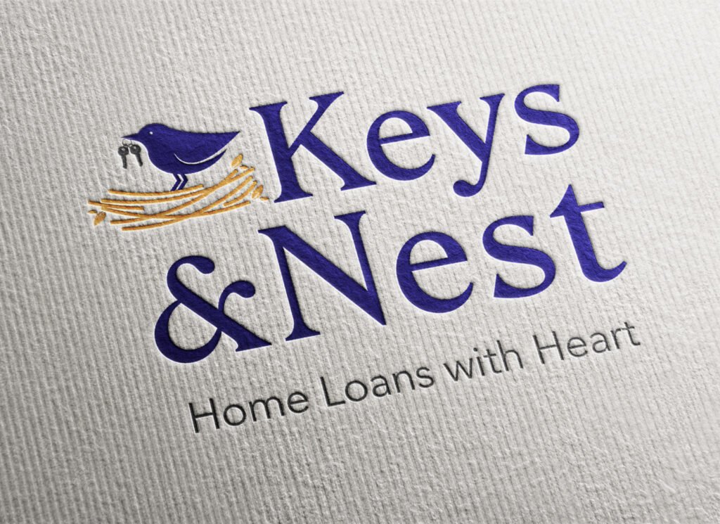 Keys & Nest brand design mockedup on paper by KS Marketing.